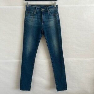 AG Farrah Jeans 24R Women’s High Rise Skinny Dark Wash Raw Hem Ankle